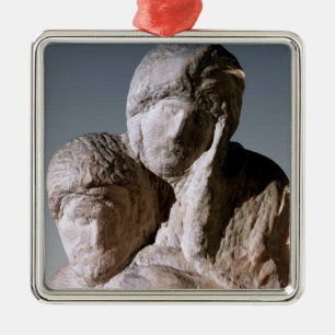 Adorno Metálico Pieta de Rondanini, detalle de las cabezas de