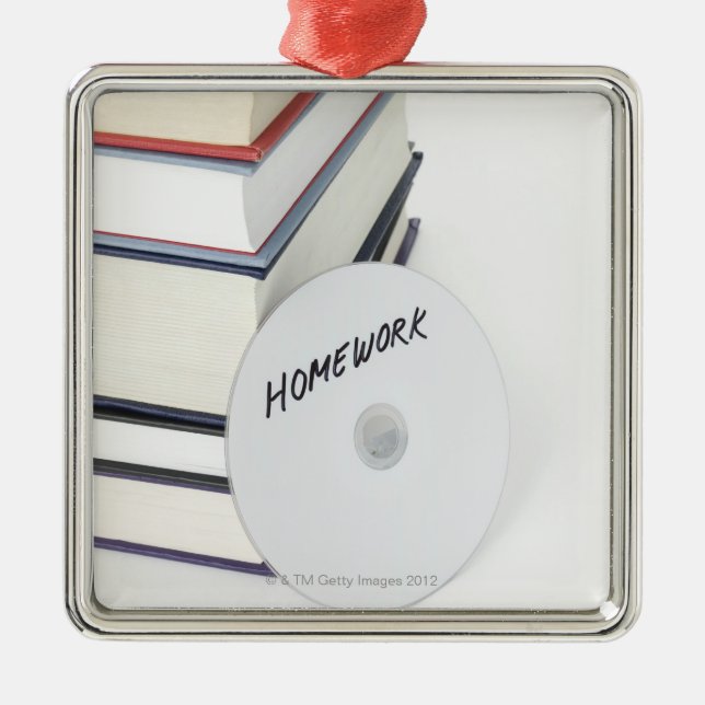 Adorno Metálico Pila de libros con CD (Frente)