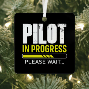 Adorno Metálico Piloto en Progreso… Por Favor Espere Humor de Av