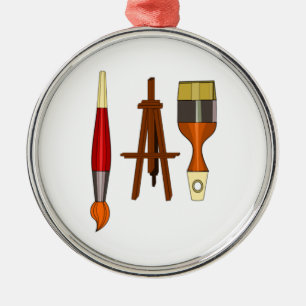 Adorno Metálico Pinceles de pintura y anguila de arte