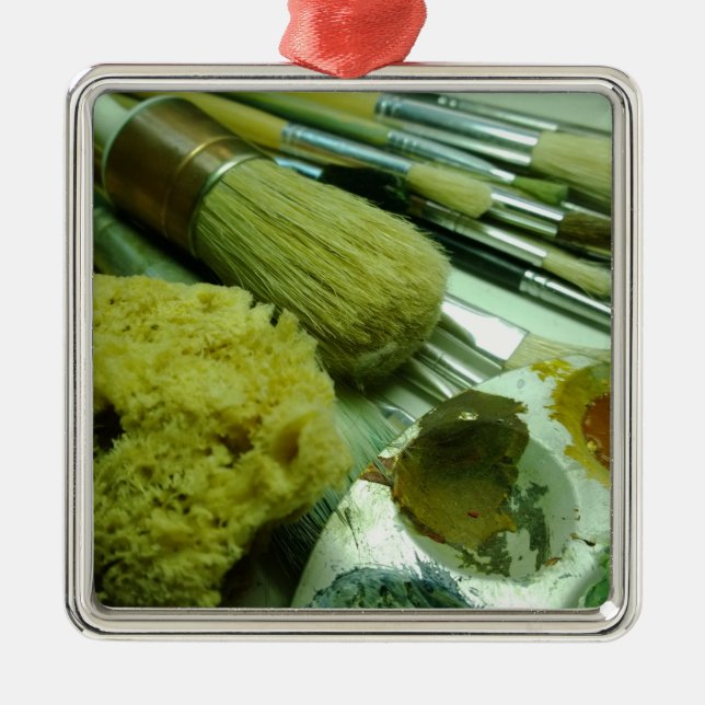 Adorno Metálico Pinceles y pintura (Frente)