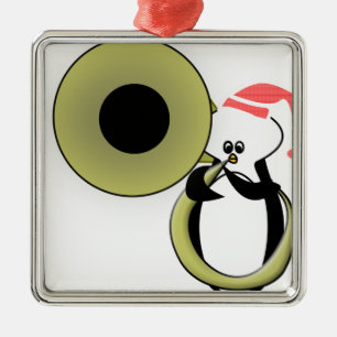 Adorno Metálico Pingüino bebé con Tuba