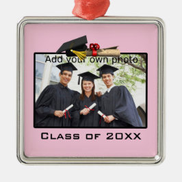 Adorno Metálico Pink Añadir tu foto / año de graduación