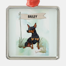 Pinscher Miniatura Acuarela Perro Personalizado