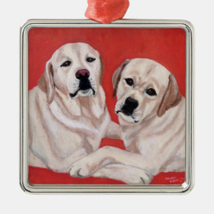 Adorno Metálico Pintura amarilla del dúo de Labrador