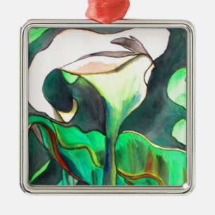 Adorno Metálico pintura artística original acuarela de lirio de Ar