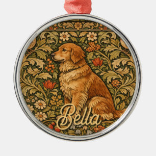 Adorno Metálico Pintura boho elegante vintage de Golden Retriever