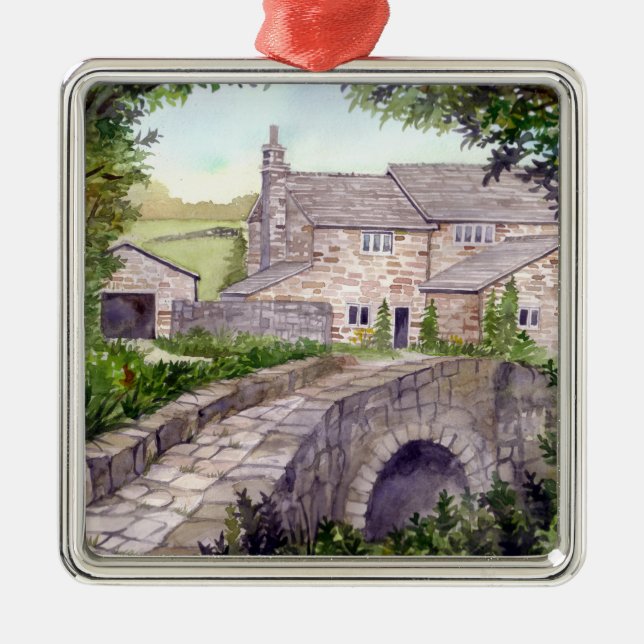 Adorno Metálico Pintura de acuarela del puente de piedra (Frente)