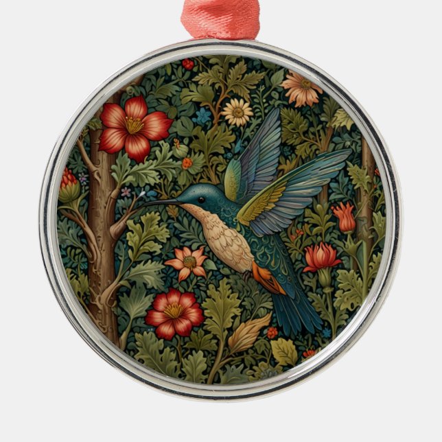 Adorno Metálico Pintura de colibrí vintage (Frente)