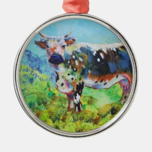 Adorno Metálico Pintura de la vaca de Randall Lineback