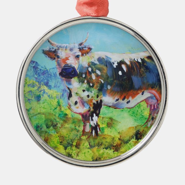 Adorno Metálico Pintura de la vaca de Randall Lineback (Frente)
