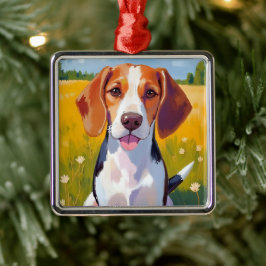 Adorno Metálico Pintura de mascota en acuarela de perro Beagle