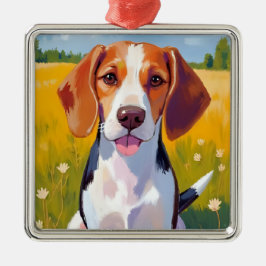 Adorno Metálico Pintura de mascota en acuarela de perro Beagle