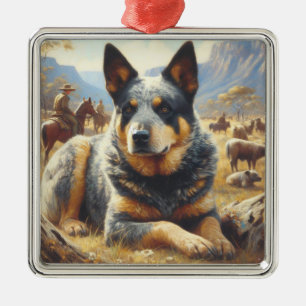 Adorno Metálico Pintura de perro de ganado antiguo de Australia