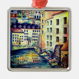 Adorno Metálico Pintura del casco antiguo de Estocolmo Gamla Stan
