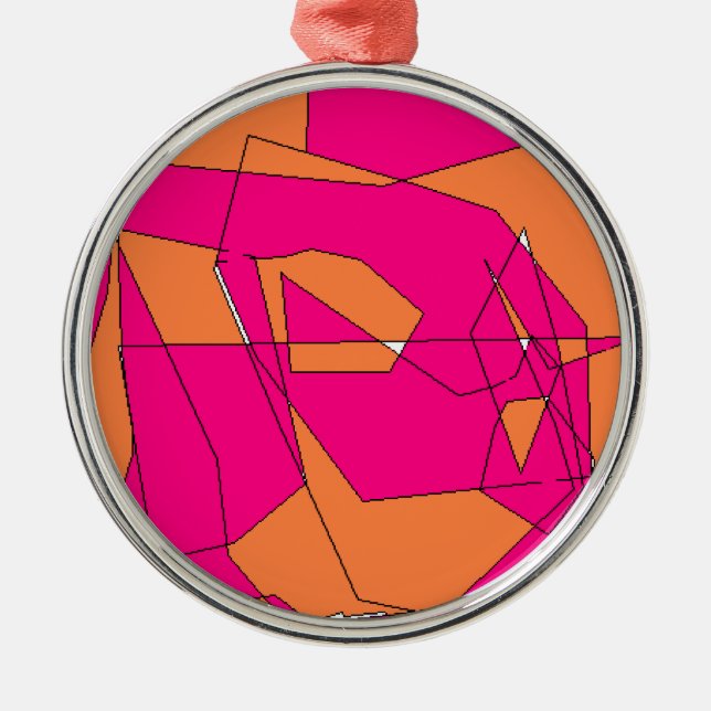 Adorno Metálico Pintura digital Naranja rosa, arte infantil (Frente)