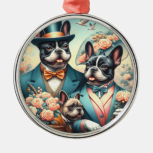 Adorno Metálico Pintura divertida de Bulldog francés vintage