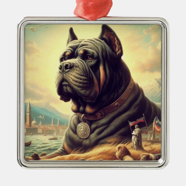Adorno Metálico Pintura Retro Cane Corso (Frente)