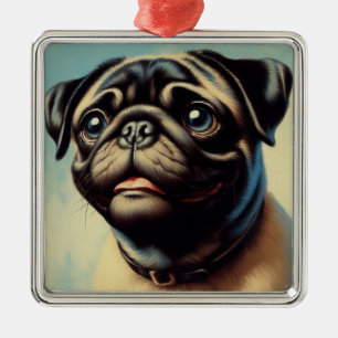 Adorno Metálico Pintura retro de pug