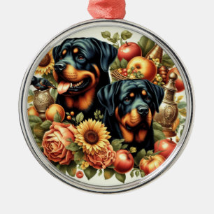 Adorno Metálico Pintura Retro Rottweiler