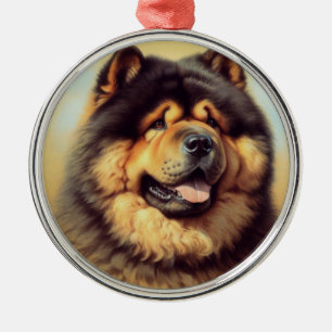 Adorno Metálico Pintura vintage de Chow-Chow