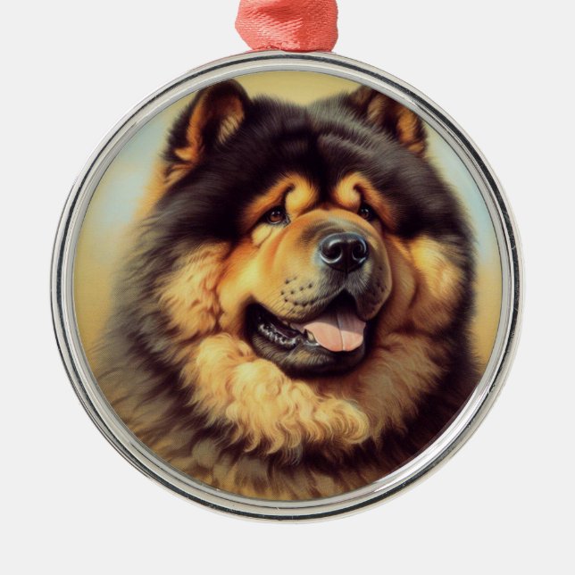 Adorno Metálico Pintura vintage de Chow-Chow (Frente)