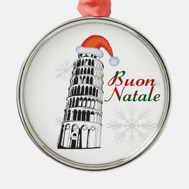 Adorno Metálico Pisa Buon Natale Santa Hat (Frente)