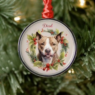 Adorno Metálico Pitbull Navidad Mascota Memorial Raza de Perro
