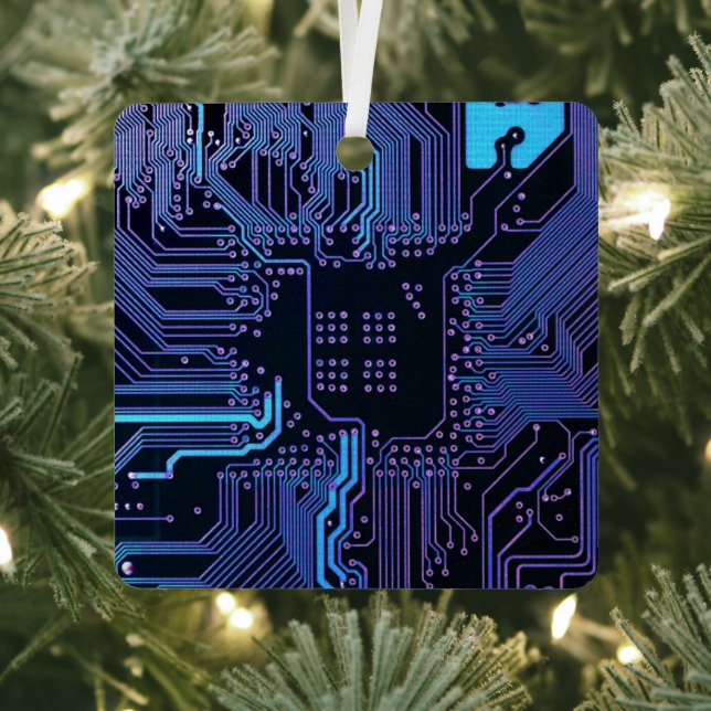 Adorno Metálico Placa de circuito electrónico azul del nerd de sal (in situ)