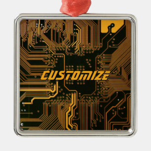 Adorno Metálico Placa de circuito PCB Cyber Naranja personalizada 