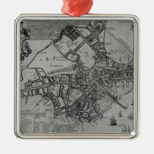 Adorno Metálico Plan de Boston, Nueva Inglaterra, 1739