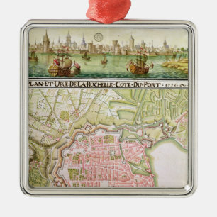 Adorno Metálico Plan de la ciudad de La Rochelle, 1736