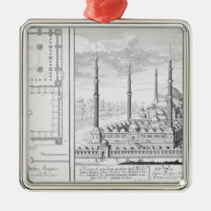 Adorno Metálico Plan y vista de la mezquita azul (1609-16),