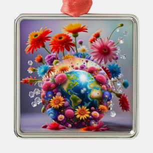 Adorno Metálico Planeta Tierra