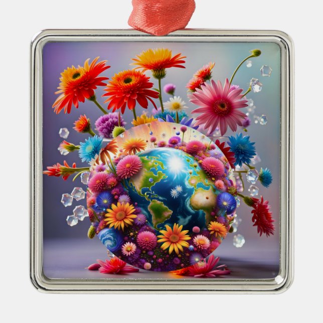 Adorno Metálico Planeta Tierra (Frente)