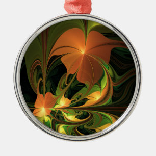 Adorno Metálico Planta de fantasía Resumen Fractal Verde Rust Brow