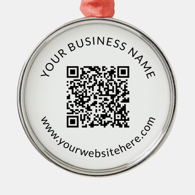 Adorno Metálico Plantilla de código QR cargada con texto editable (Frente)