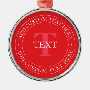 Adorno Metálico Plantilla de texto circular elegante editable rojo