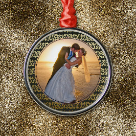 Adorno Metálico Plantilla fotográfica de patrón negro dorado