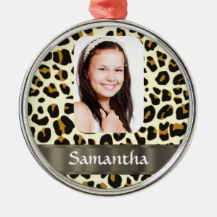 Adorno Metálico Plantilla personalizada de fotos de leopardo