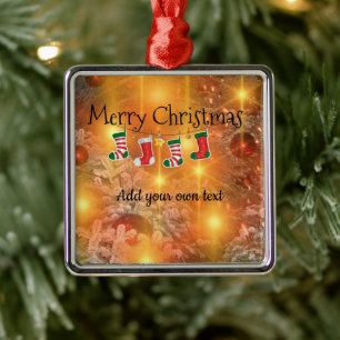 Adorno Metálico Plantilla: Personalizares Navidades de oro