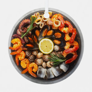 Adorno Metálico Plato de mariscos de texto personalizado