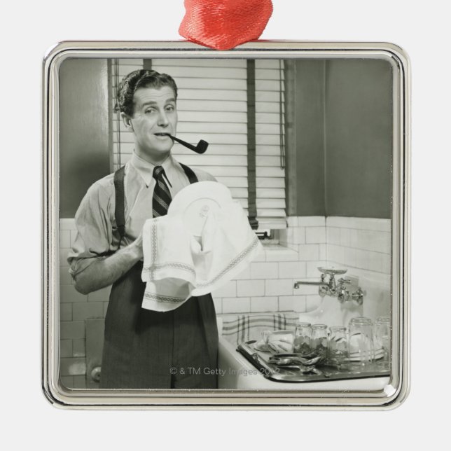 Adorno Metálico Platos que se lavan del hombre (Frente)