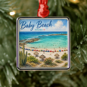 Adorno Metálico Playa Baby Aruba Recuerdo de viaje del Caribe