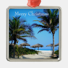 Adorno Metálico Playa de arena con palmeras y Meta con vistas al o