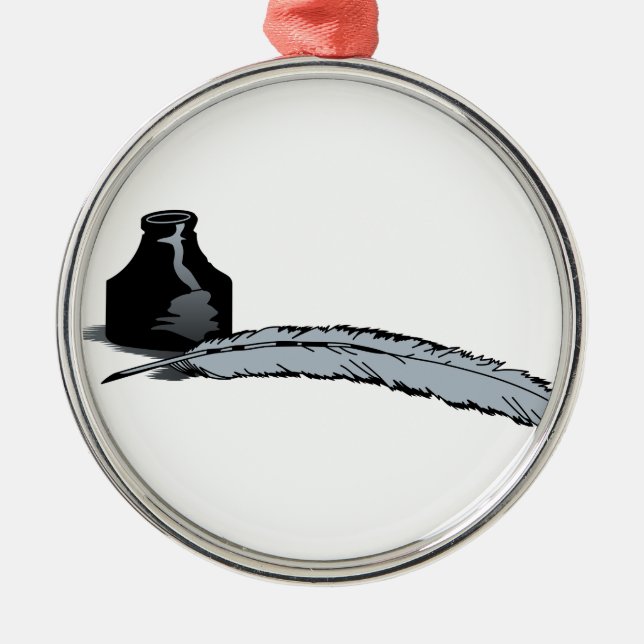 Adorno Metálico Pluma y tinta de canilla (Frente)