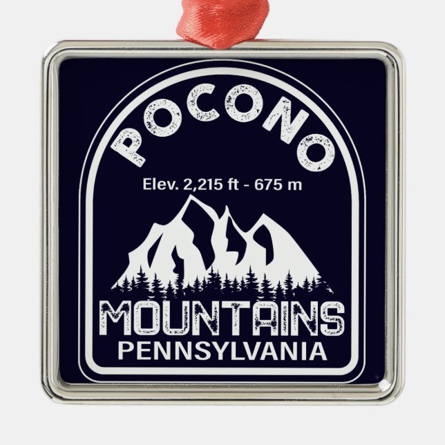 Adorno Metálico Poconos Pennsylvania PA Mountain Gift Retro (Frente)
