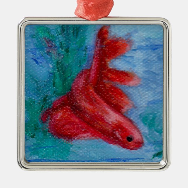 Adorno Metálico Pocos pescados rojos de Betta (Frente)
