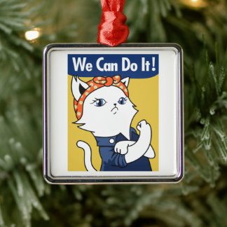Adorno Metálico ¡Podemos Hacerlo! El gato blanco Rosie the Riveter