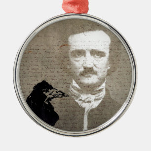 Adorno Metálico Poe Y El Arte Digital Grunge Raven